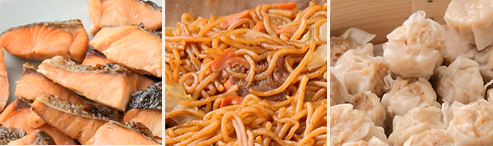 鮭　焼きそば　シューマイ